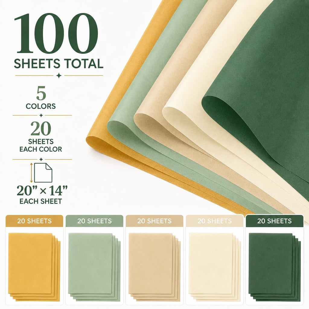 Vintage Tissue Paper for Gift Bags, 100 Sheets, 20 x 14 Inch