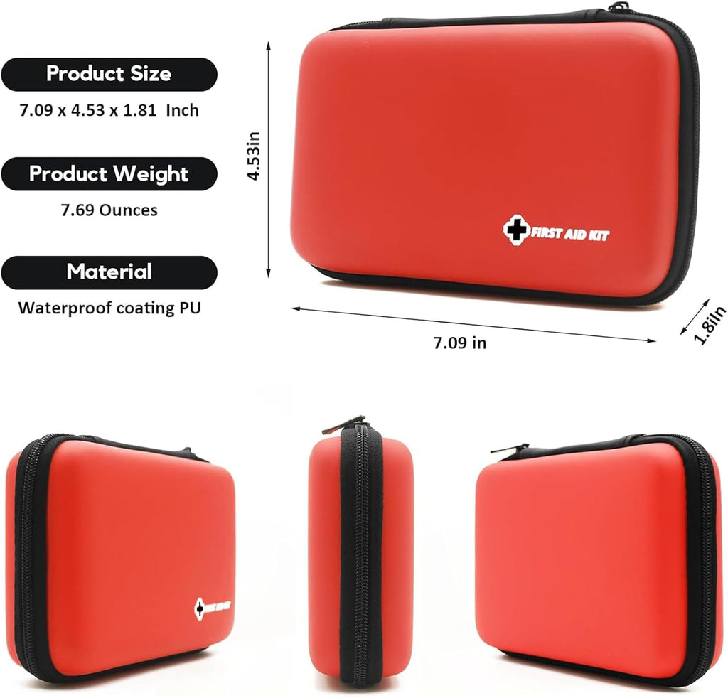 First Aid Kit Red Portable Compact Waterproof Mini Refill Supplies for Home Car Travel Camping Truck Hiking Sports