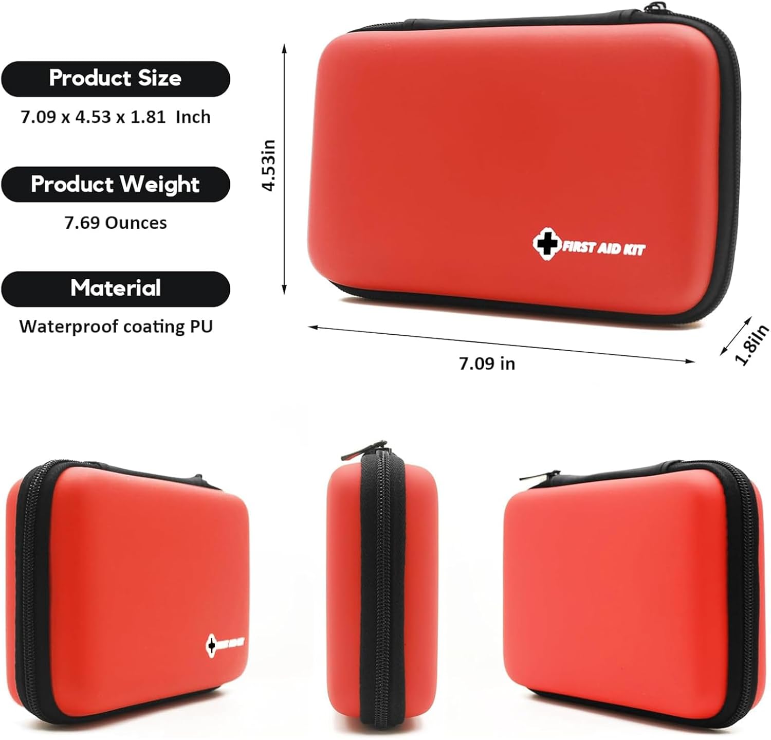 First Aid Kit Red Portable Compact Waterproof Mini Refill Supplies for Home Car Travel Camping Truck Hiking Sports