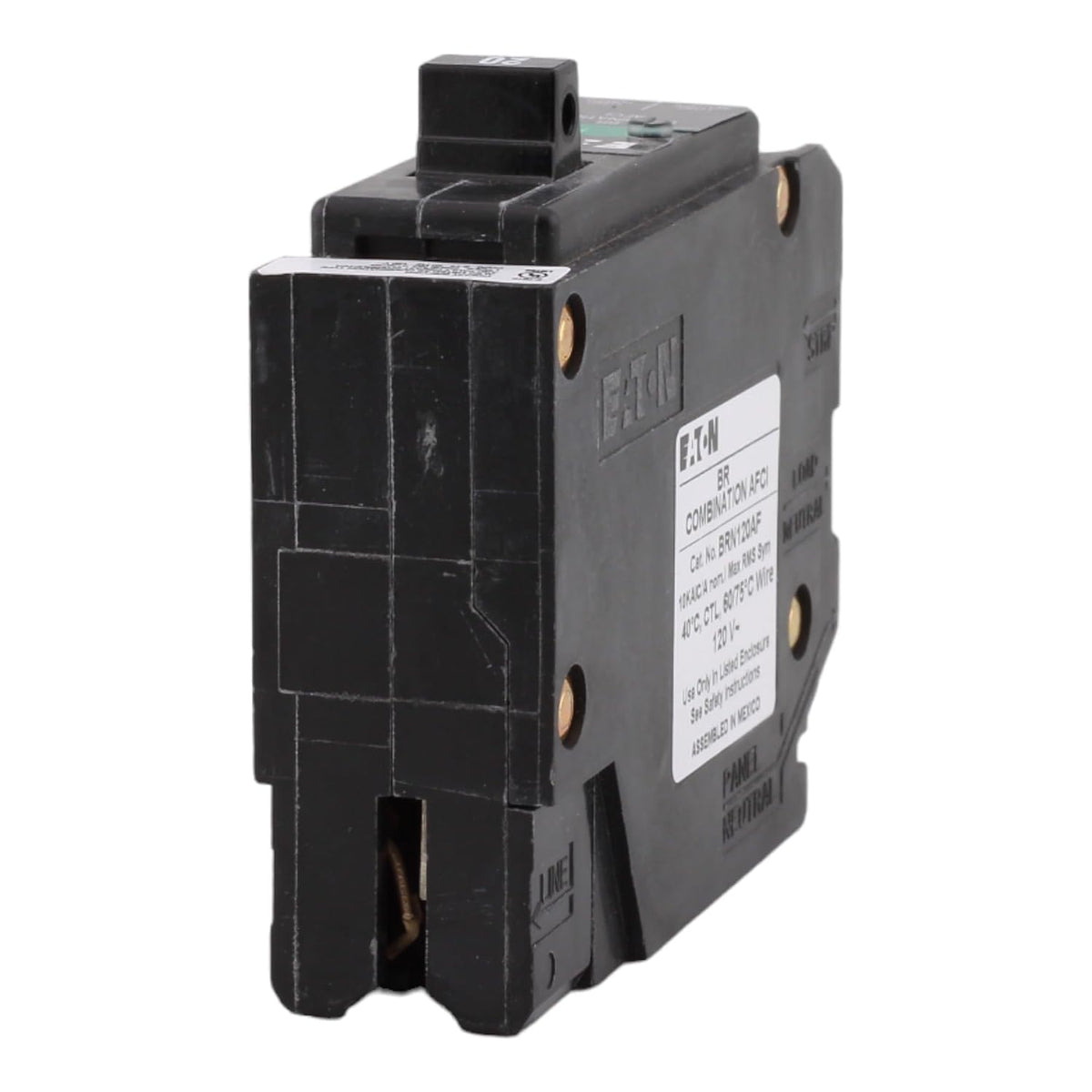 CUTLER-HAMMER BRN120AF 20 Amp Single Pole Arc Fault Circuit Breaker - 120 Volt, Pigtail Neutral, UL Listed (1)