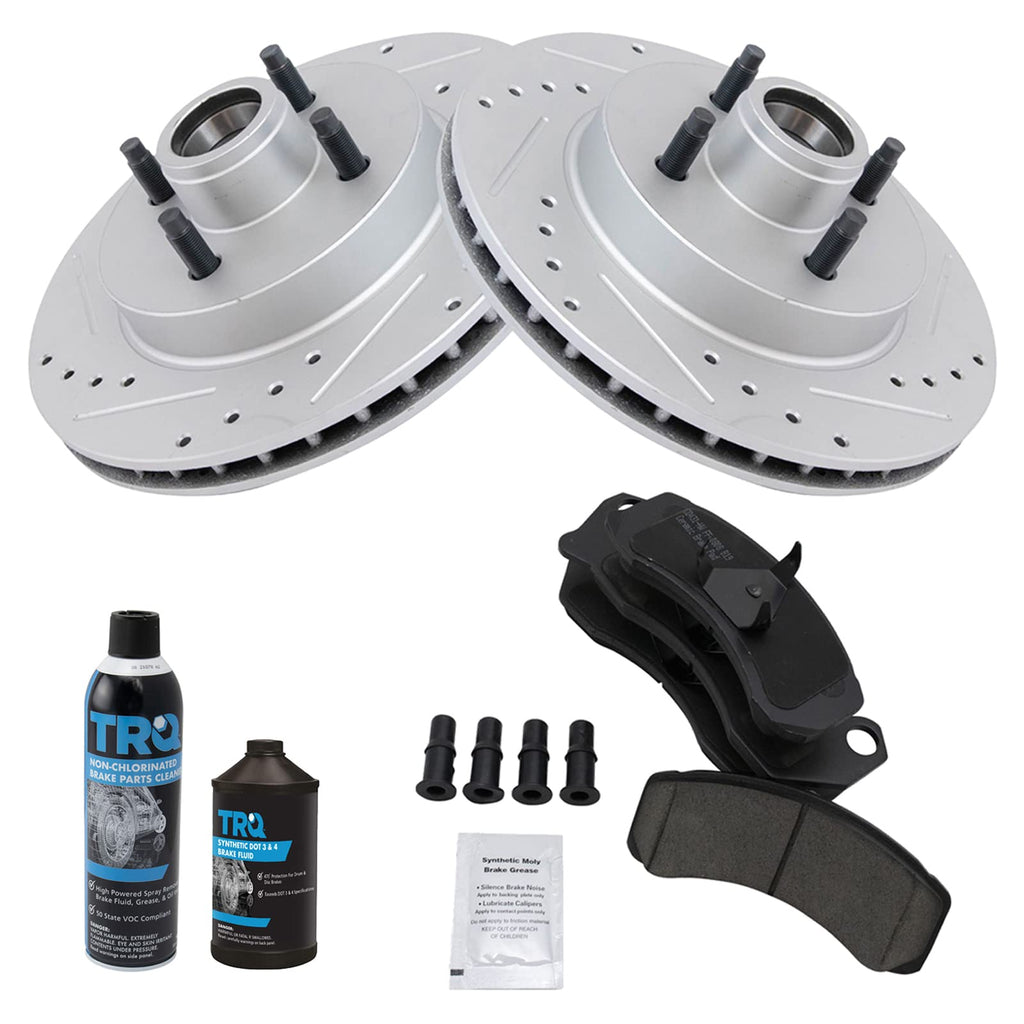 TRQ Front Performance Brake Pad & Rotor Kit with Chemical Kit Ceramic