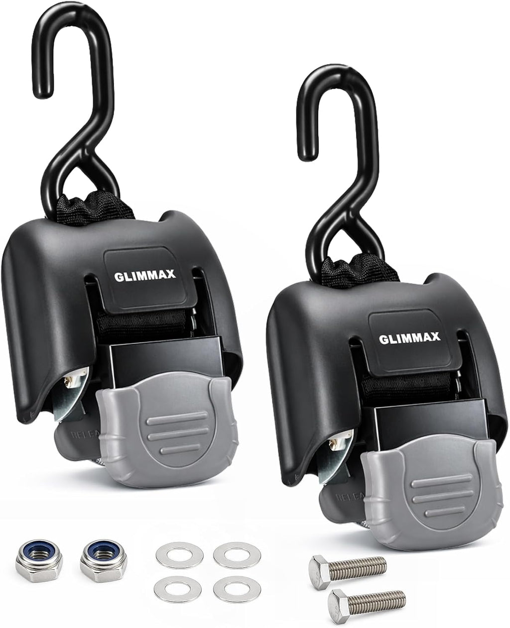Retractable Boat Transom Tie Down Straps, 2-Pack 2x43in 2500lb