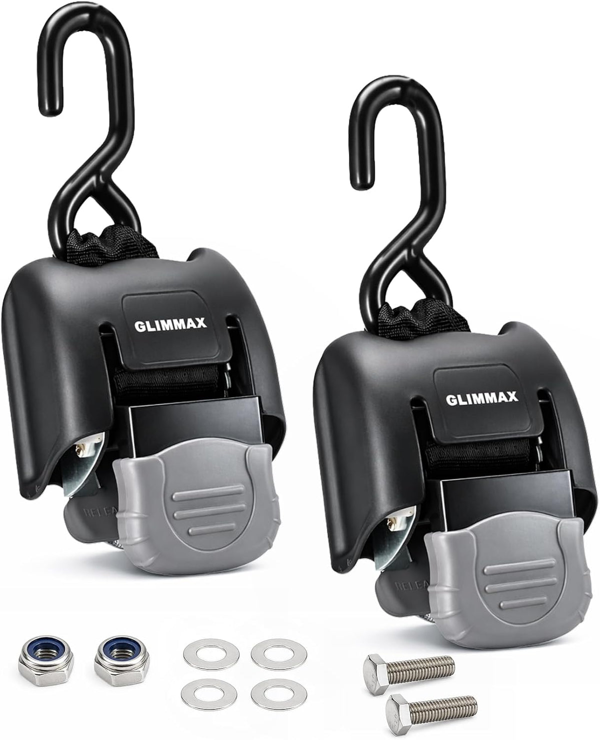 Retractable Boat Transom Tie Down Straps, 2-Pack 2x43in 2500lb