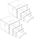 Clear Acrylic Risers Display Stands Multi-Size | 8-Piece Set, Square, 4"~6.3", Ideal for Retail, Cupcakes, Figures