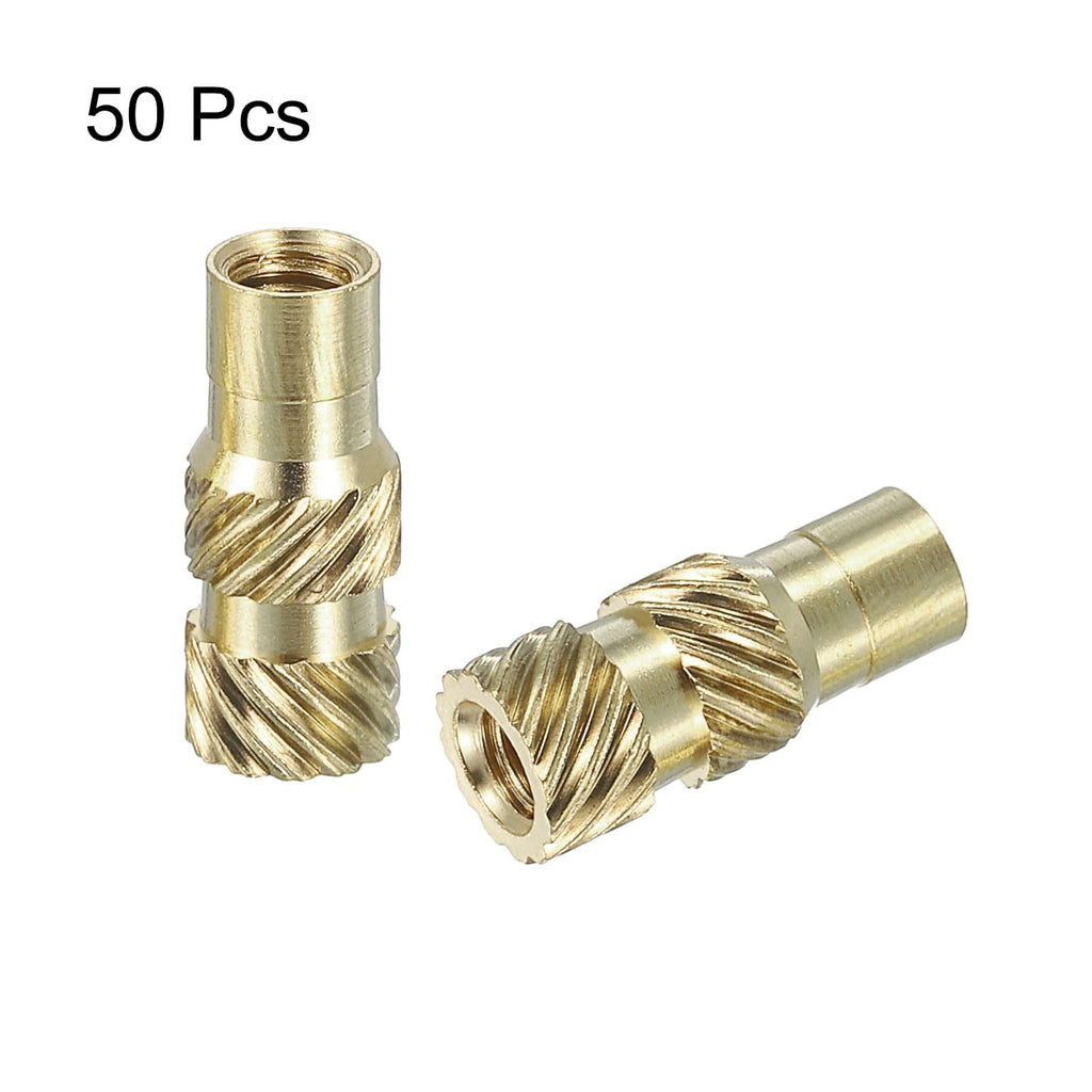 uxcell Knurled Insert Nuts, 50pcs M3 x 12mm L x 5mm OD 3D Printing Brass Nuts Female Threaded Inserts Brass Heat Set Insert Embedment Nuts