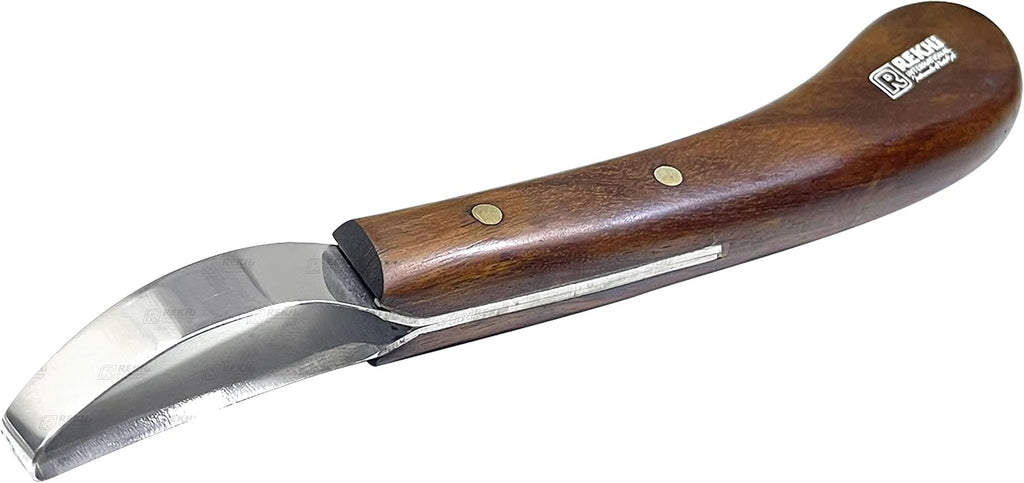 Rekhi Farrier Loop Knife with Wooden Handle – Precision Hoof Care Tool for Horses, Cows, and Goats, Durable