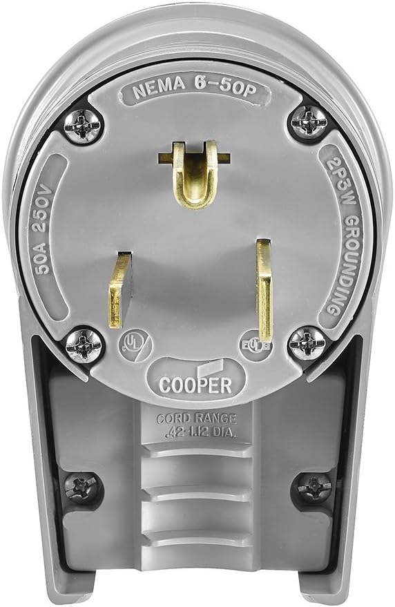 Eaton 5710AN 50 Amp 250V 6-50 Industrial Power Plug & Connector, Gray