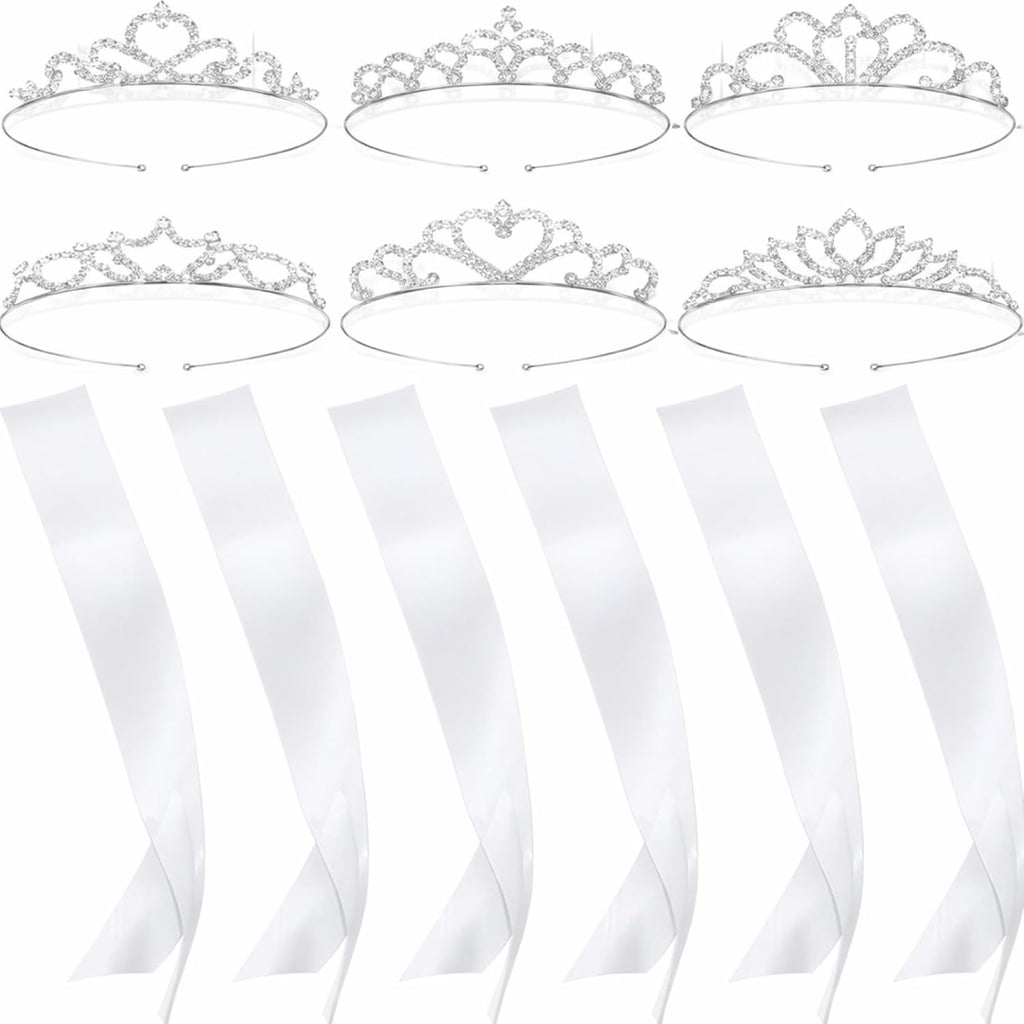 6 Set Queen Sashes and Tiaras Pageant Crown