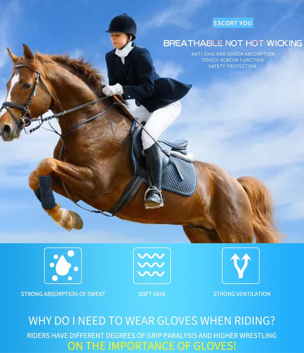 Horse Riding Gloves Equestrian Gloves for Men Women Horseback Riding Gloves with Grip for Adults Riding Sports Biking