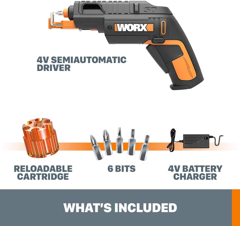 4V Electric Screwdriver, Rechargeable Cordless Power Screwdriver Set with 6 Bits, Screw Holder, Charger - WX255L