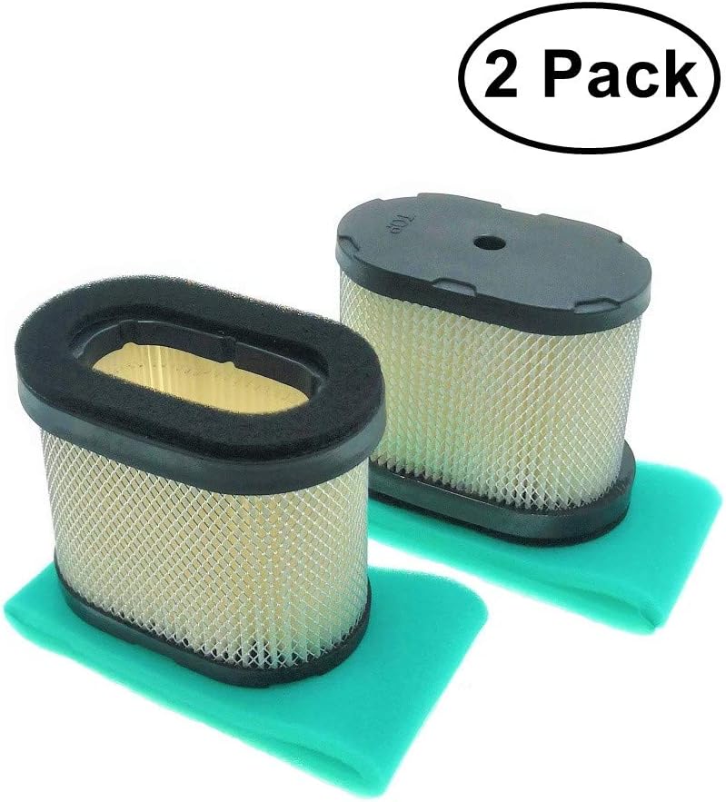 2 Pack 498596 Air Filter Replace for BS 5059 690610 697029 OEM Air Cleaner Cartridge with 273356 Pre Filter Fits Lawn Mower Air Cleaner Element
