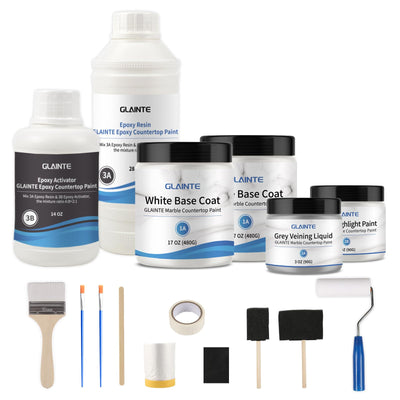 White Epoxy Marble Countertop Paint Kit - Counter Refinishing