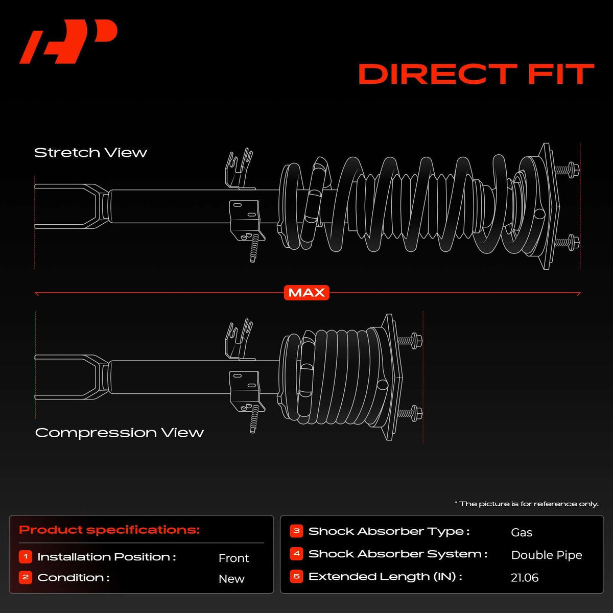 A-Premium Front Complete Struts with Coil Spring Compatible with Lexus