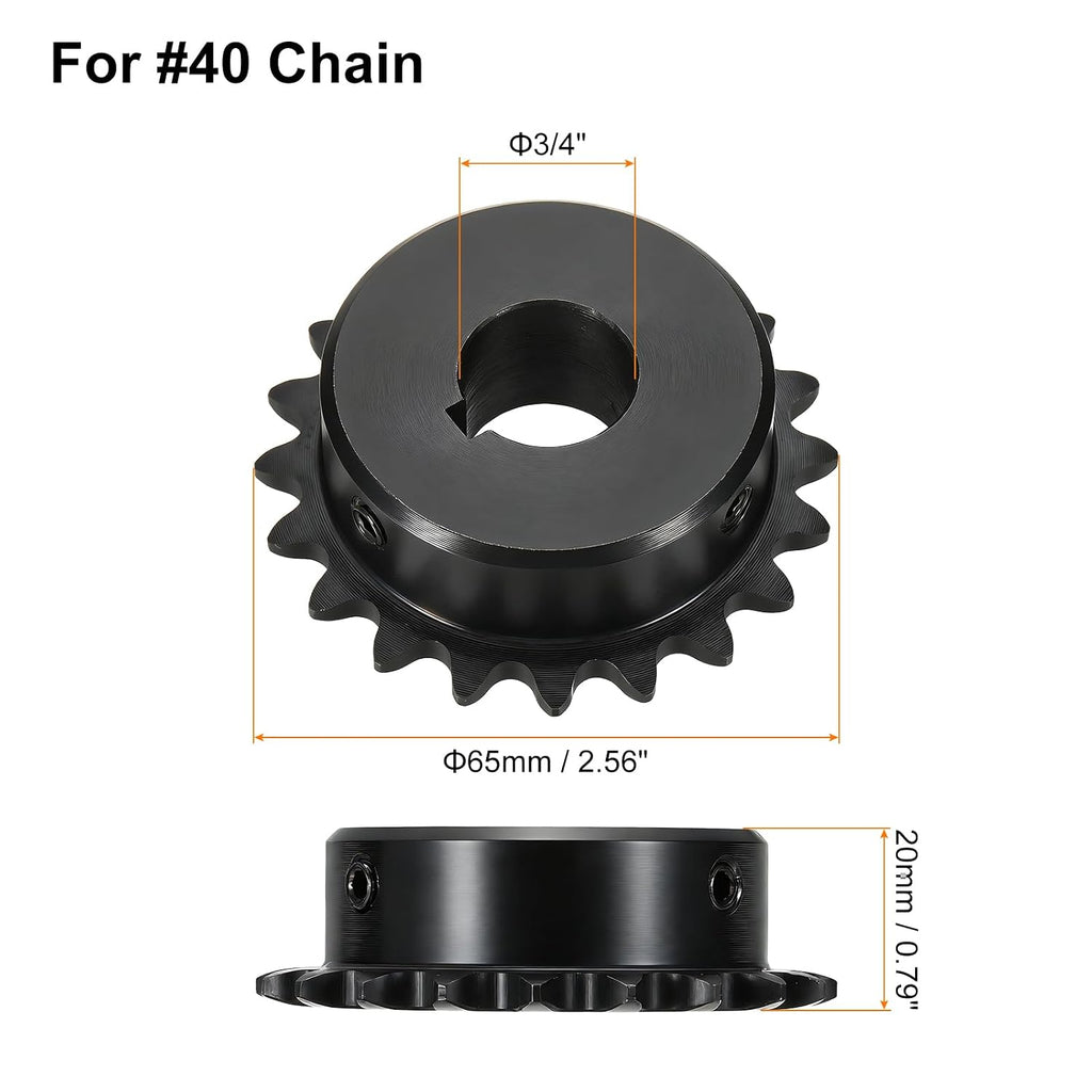 uxcell #35 Chain Roller Sprocket B Type 3/4" Bore 20 Tooth Single Strand