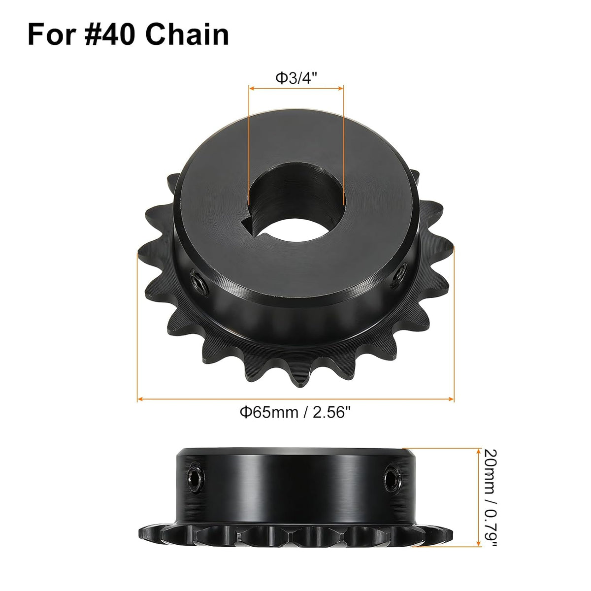 uxcell #35 Chain Roller Sprocket B Type 3/4" Bore 20 Tooth Single Strand