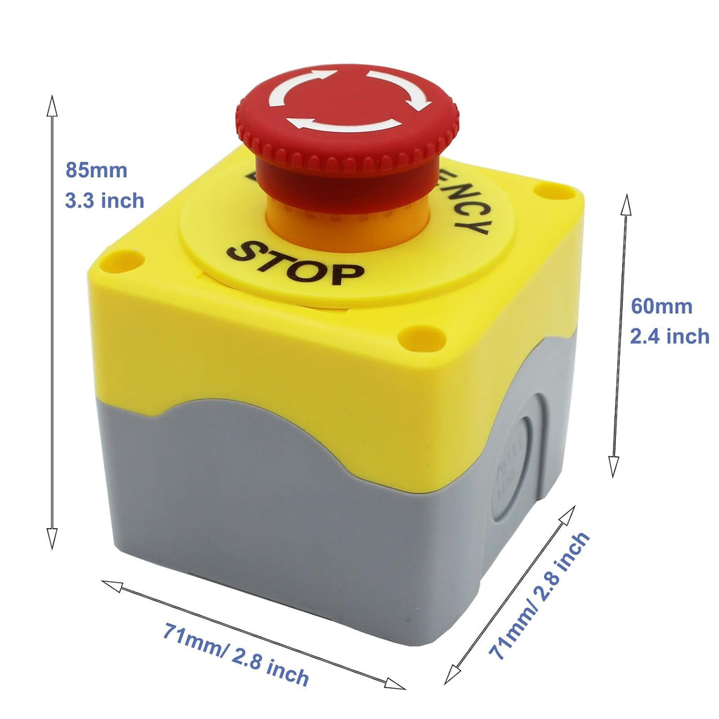 Emergency Stop Button Switch E-Stop Momentary PushButton 1NO 1NC 660V 10A