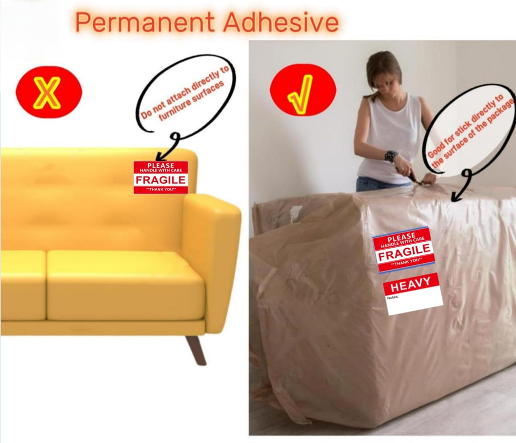 Fragile & Heavy Warning Labels for Moving Boxes with Writing Space
