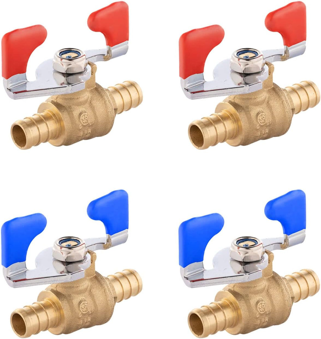4Pcs EFIELD 1/2" Barb Crimp Pex Ball Valve,Butterfly Level(VALVE033-4)