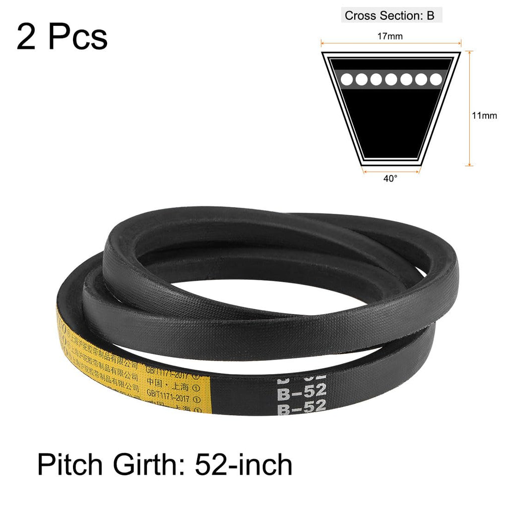 uxcell B52 V-Belts 52" Pitch Length, B-Section Rubber Drive Belt 2pcs