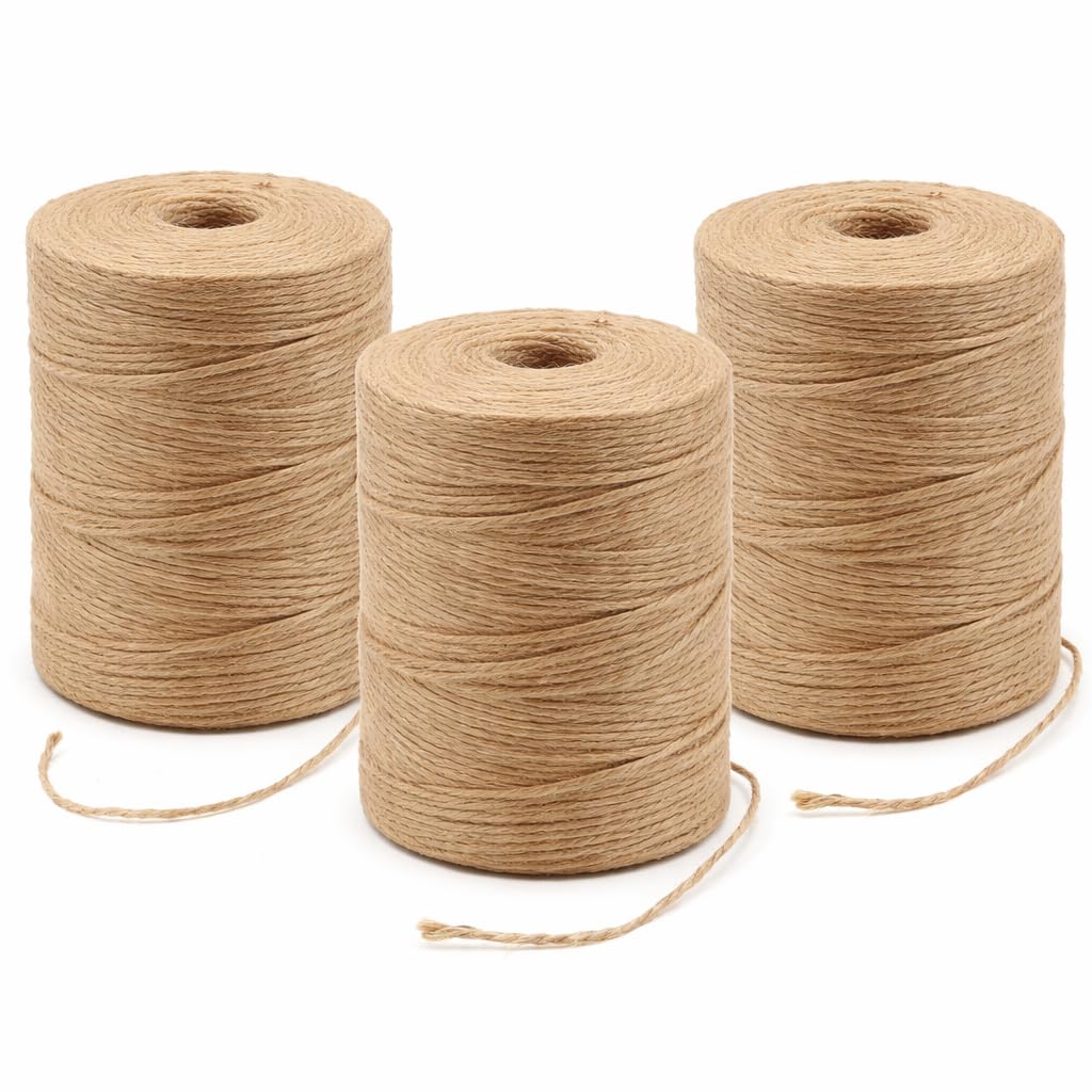 2mm 164FT, 600FT, 1200FT, 1800FT Natural Jute Twine String, 3 Pack of 600FT