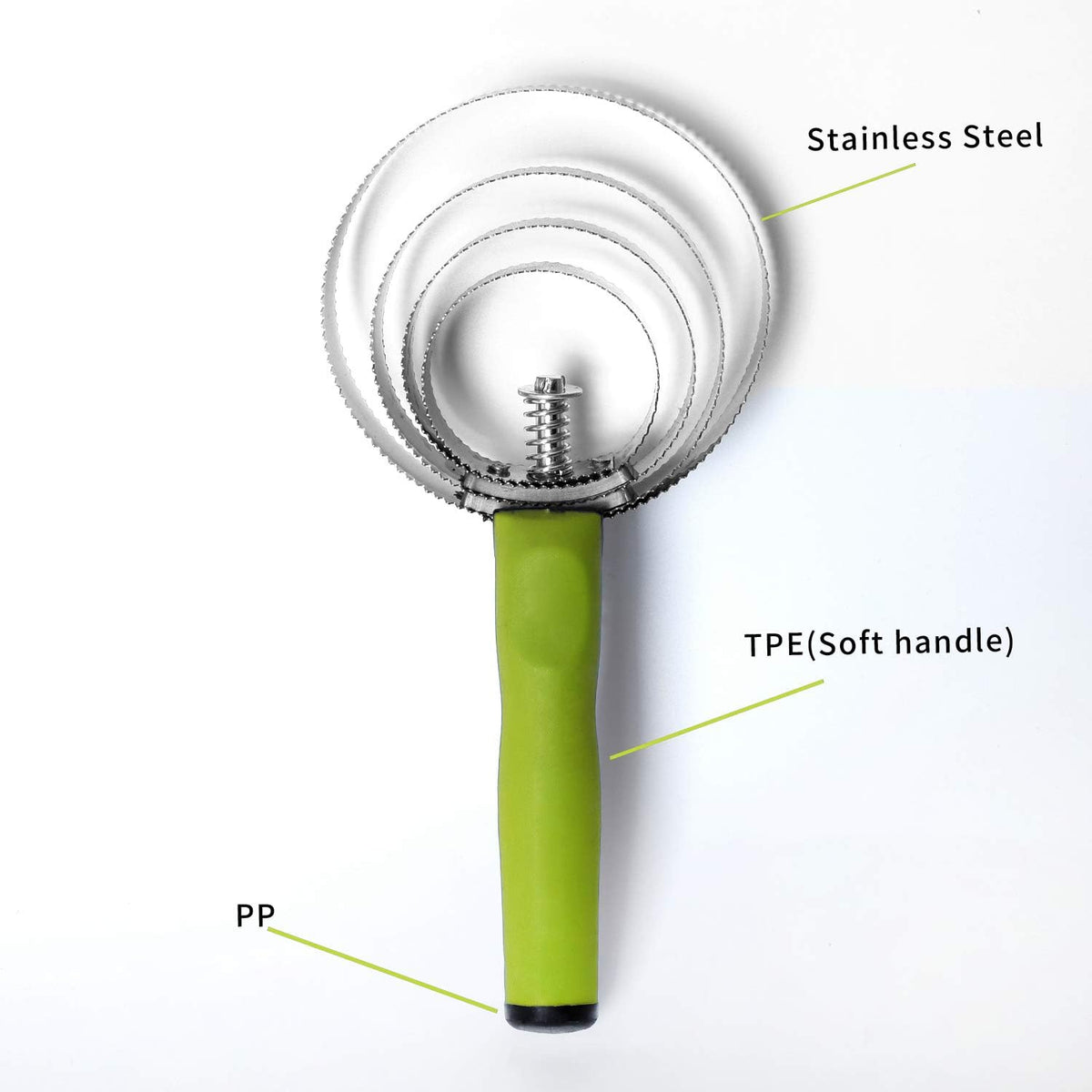 Reversible Stainless Steel Curry Comb with Soft Touch Grip (Neon Green)