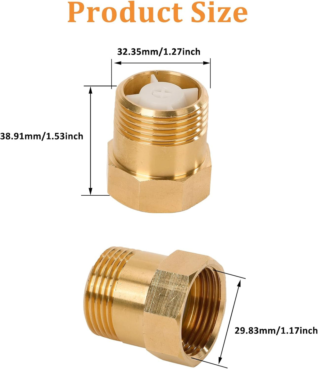 2Pcs One Way Brass Check Valve Non Return 1" Female to 1" Male Thread Backflow Preventer Check Valve