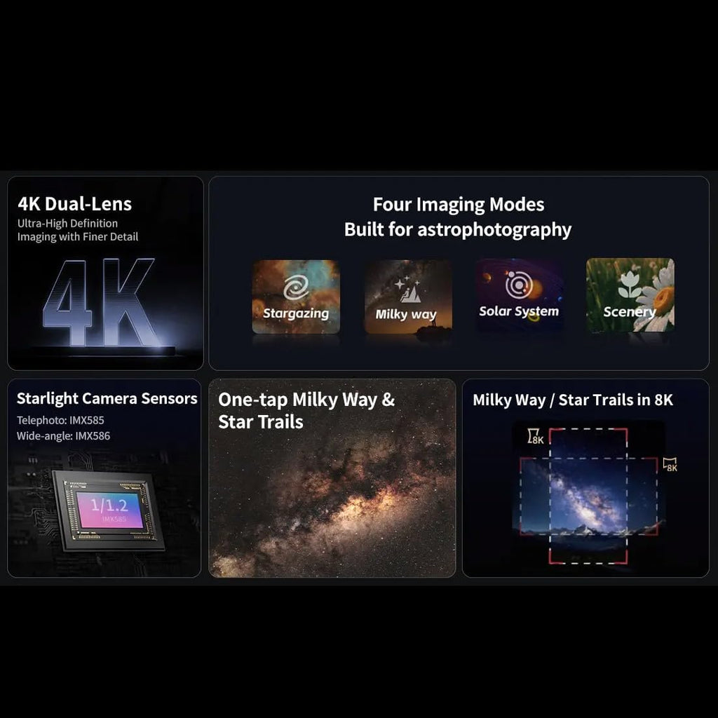 S30 Pro Smart Telescope, 4K Ultra HD, All-in-One Astrophotography, Smartphone Control, 128GB Storage