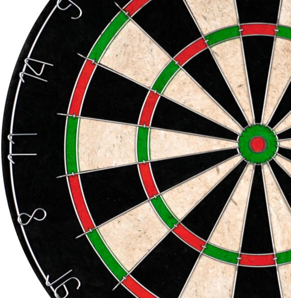 Hey Play Bristle and Metal Dart Board, 18” | Tournament Sized Indoor Hanging Number Target Game for Steel Tip Darts