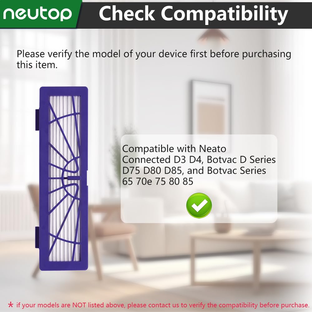 Neutop HEPA Filters for Neato D3 D4 D75 D80 D85 65 70e 75 80 85, 7-Pack