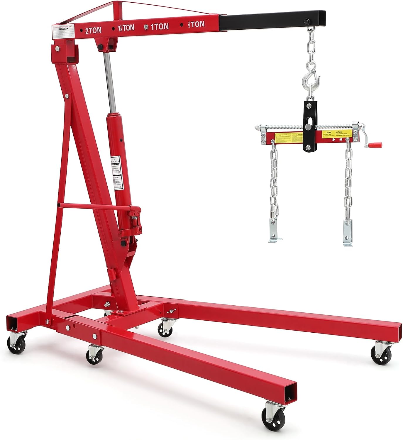 2 Ton Folding Hydraulic Engine Hoist with Load Leveler, Heavy Duty Cherry Picker