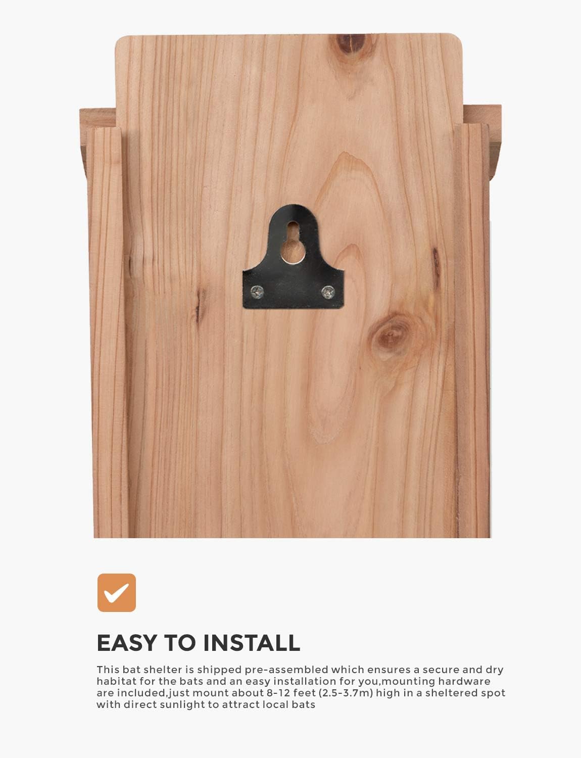 Small Bat House Kit for Outdoors 14.6"x6.7"x2.2" Shelter Box Roosting Single Chamber Natural Cedar Wood, Pre-Finished