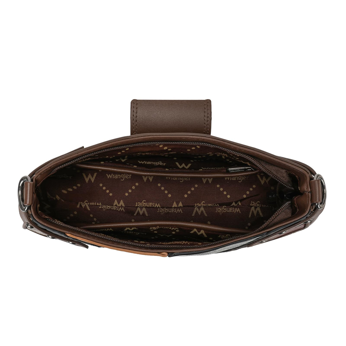 Wrangler Shoulder Bag for Women Western Small Purse Handbag Patchwork Coffee