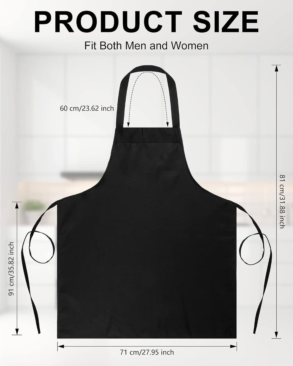 36 Pack Bib Aprons Bulk Plain Aprons, Black