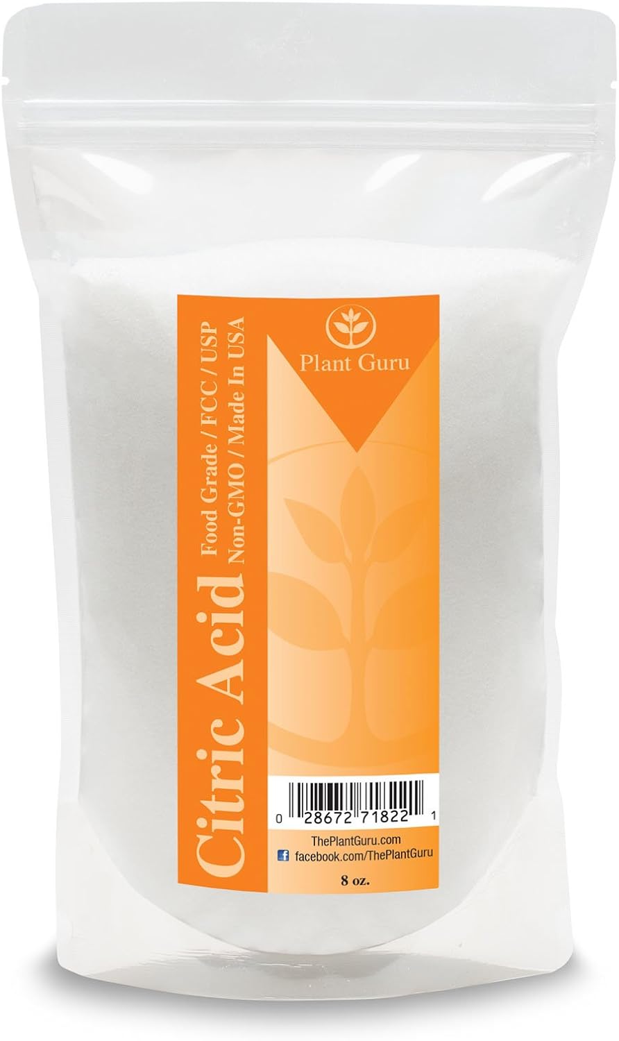 Citric Acid Powder 8 oz. 100% Pure Food Grade, Kosher, Non-GMO, for Cooking, Baking, Cleaning, Bath Bomb and Soap