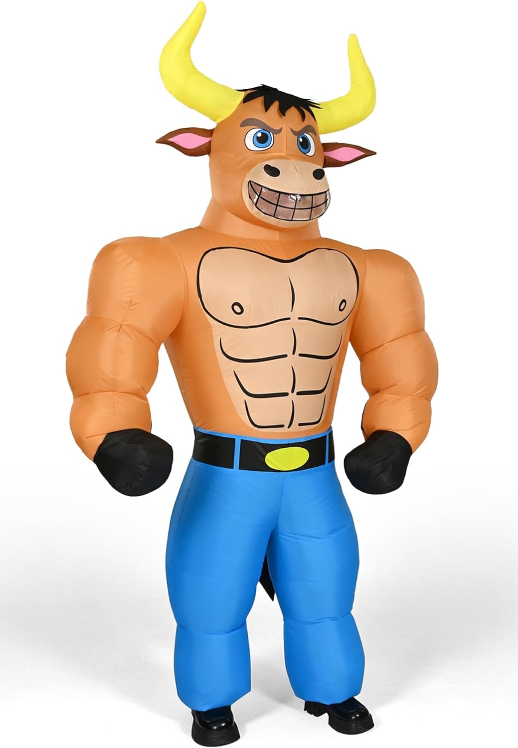 Inflatable Bull Costume Adult, Blow Up Costume for Halloween | Fits 5'3" to 6'3", Full Body Muscle Inflatable Cow