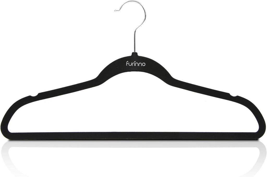 Velvet Suit Hangers, 50 Pack Non-Slip Clothes Hangers, Slim Space Saving Design with Pants Bar, 360 Swivel Hook