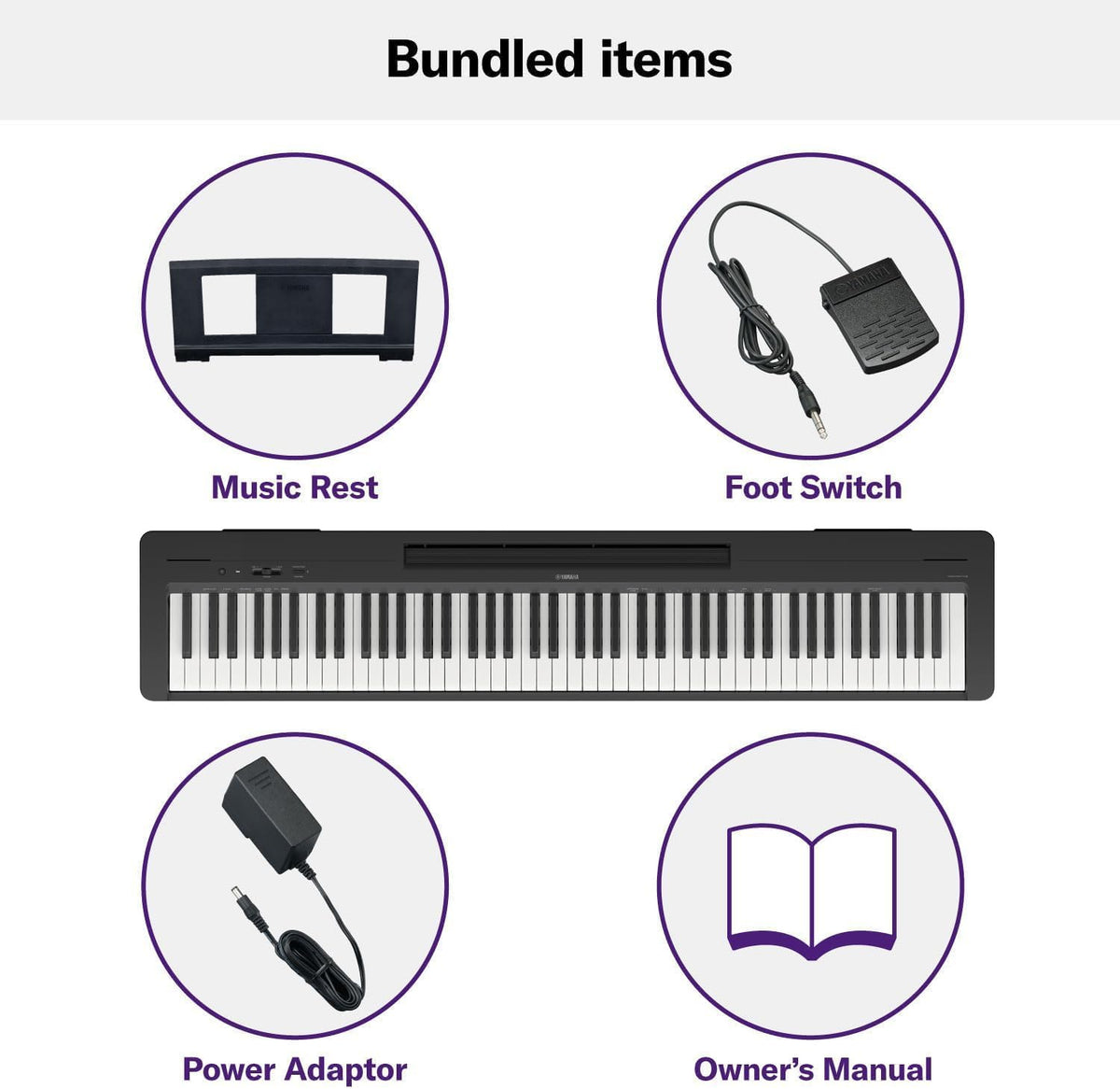 88-Key Digital Piano with Weighted Keys, Compact Design, Bluetooth, Keyboard, Music Rest, Sustain Foot Switch, and