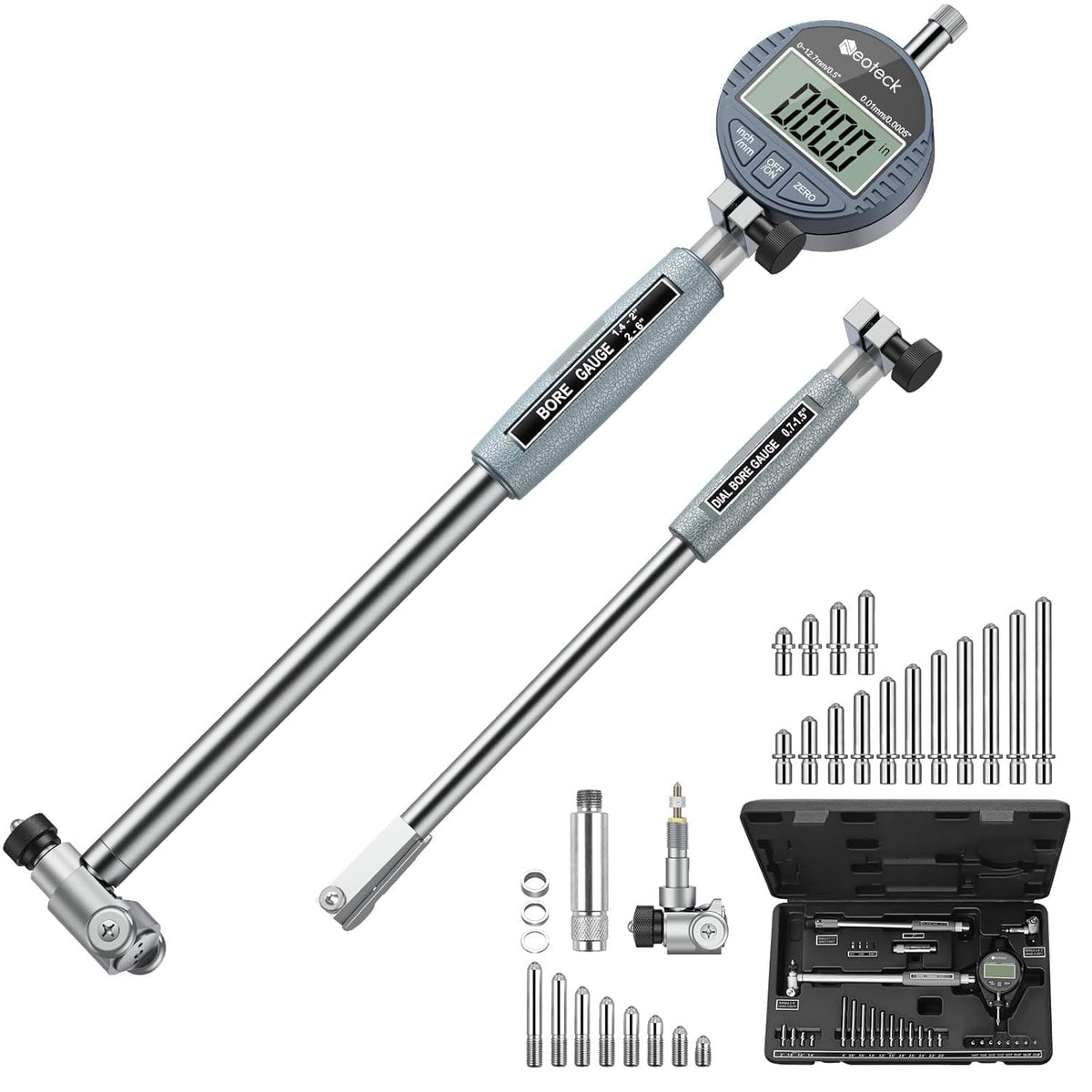Neoteck Digital Dial Indicator Bore Gauge, 0.7"-6"/0.0005" Measuring Range