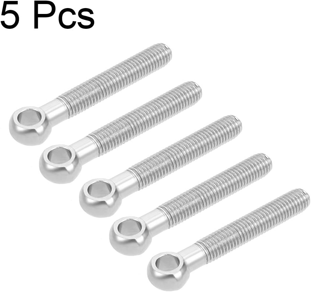 uxcell M12 x 80mm 304 Stainless Steel Machine Shoulder Lift Eye Bolt Rigging 5pcs