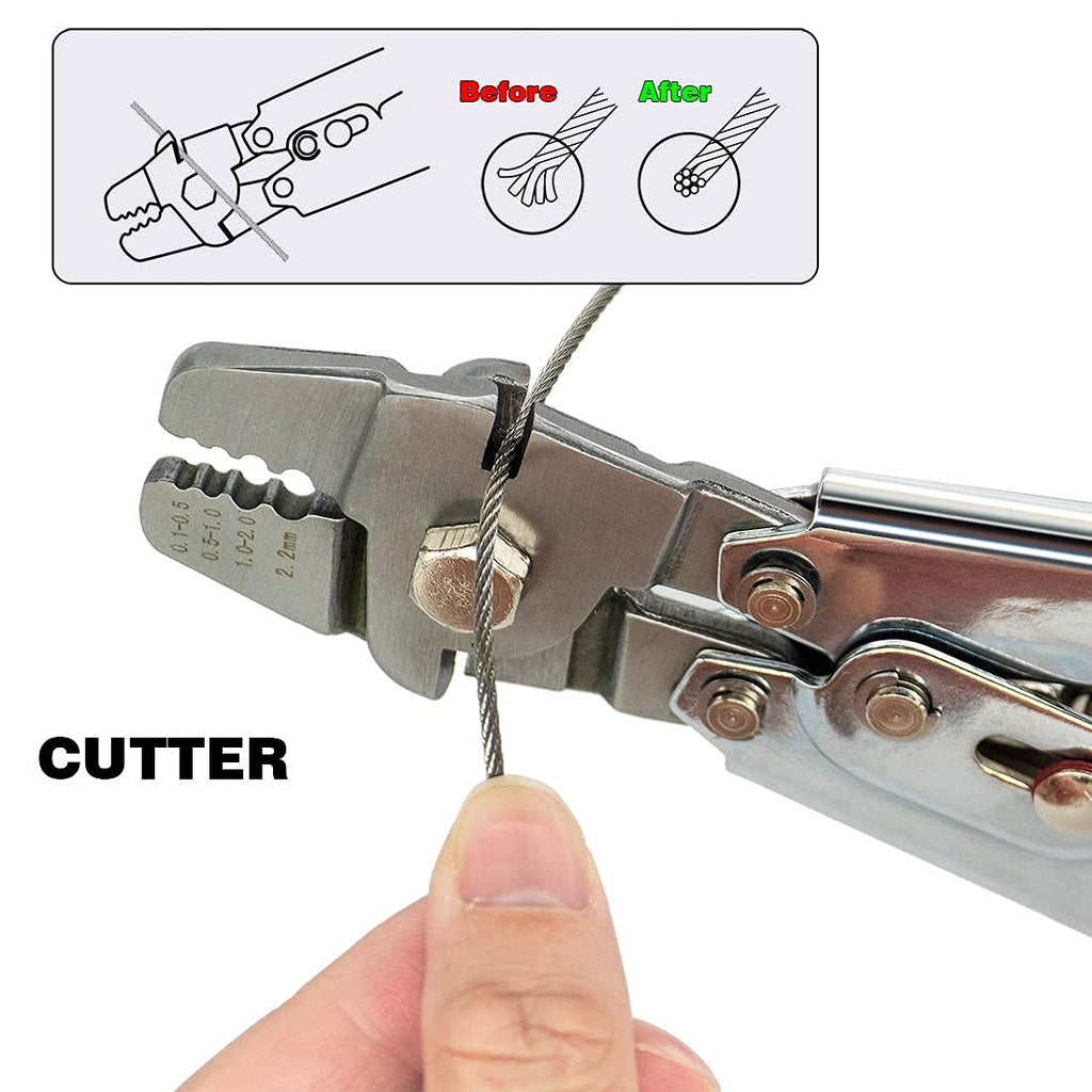 Sanuke Wire Rope Crimping Kit, Cable Swaging Tool Crimps up to 2.2mm