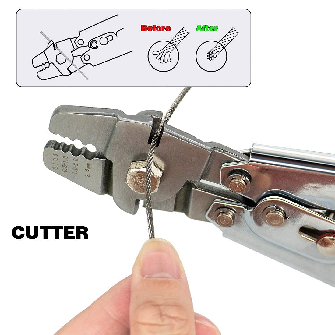 Sanuke Wire Rope Crimping Kit, Cable Swaging Tool Crimps up to 2.2mm