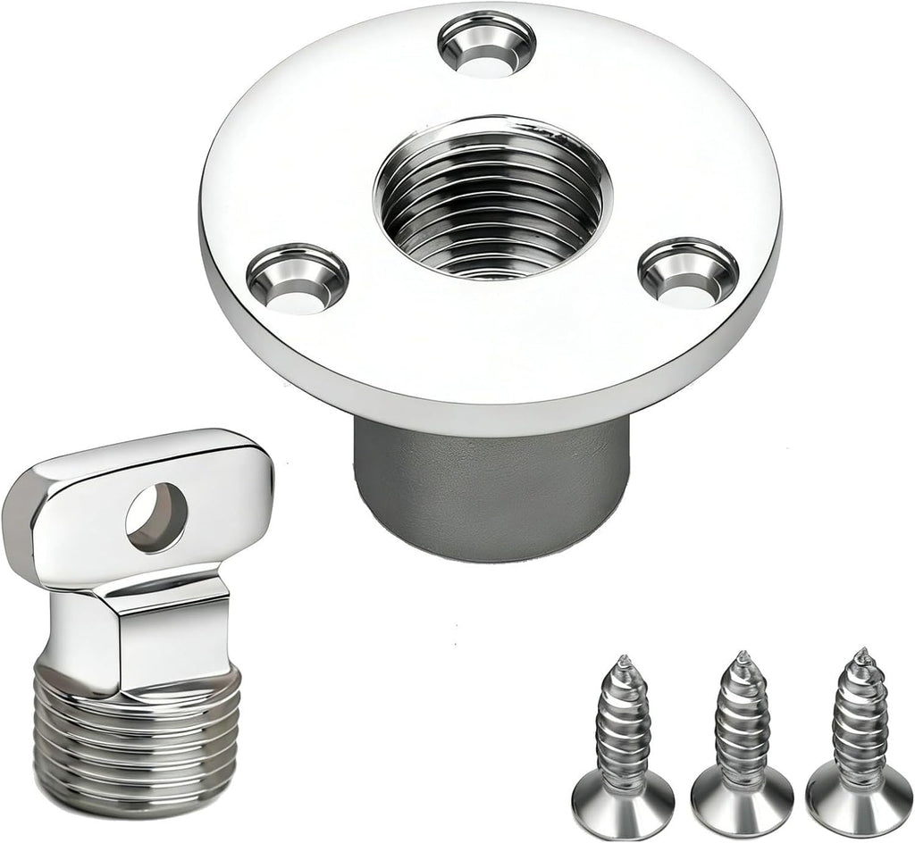 MX Marine Boat Drain Plug, 316 Stainless Steel, 1 Inch Hole