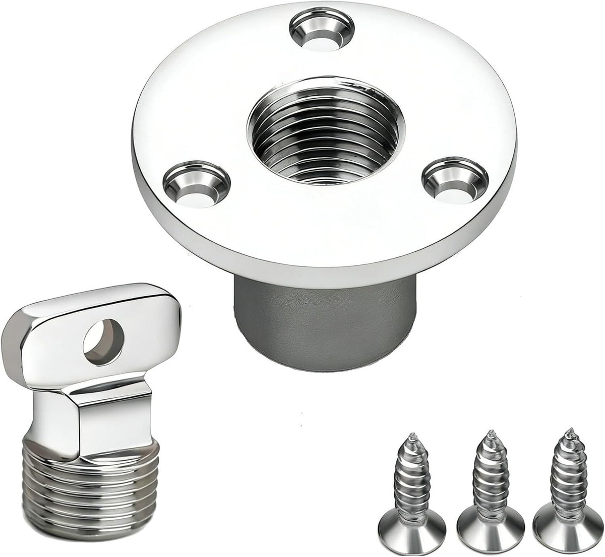 MX Marine Boat Drain Plug, 316 Stainless Steel, 1 Inch Hole