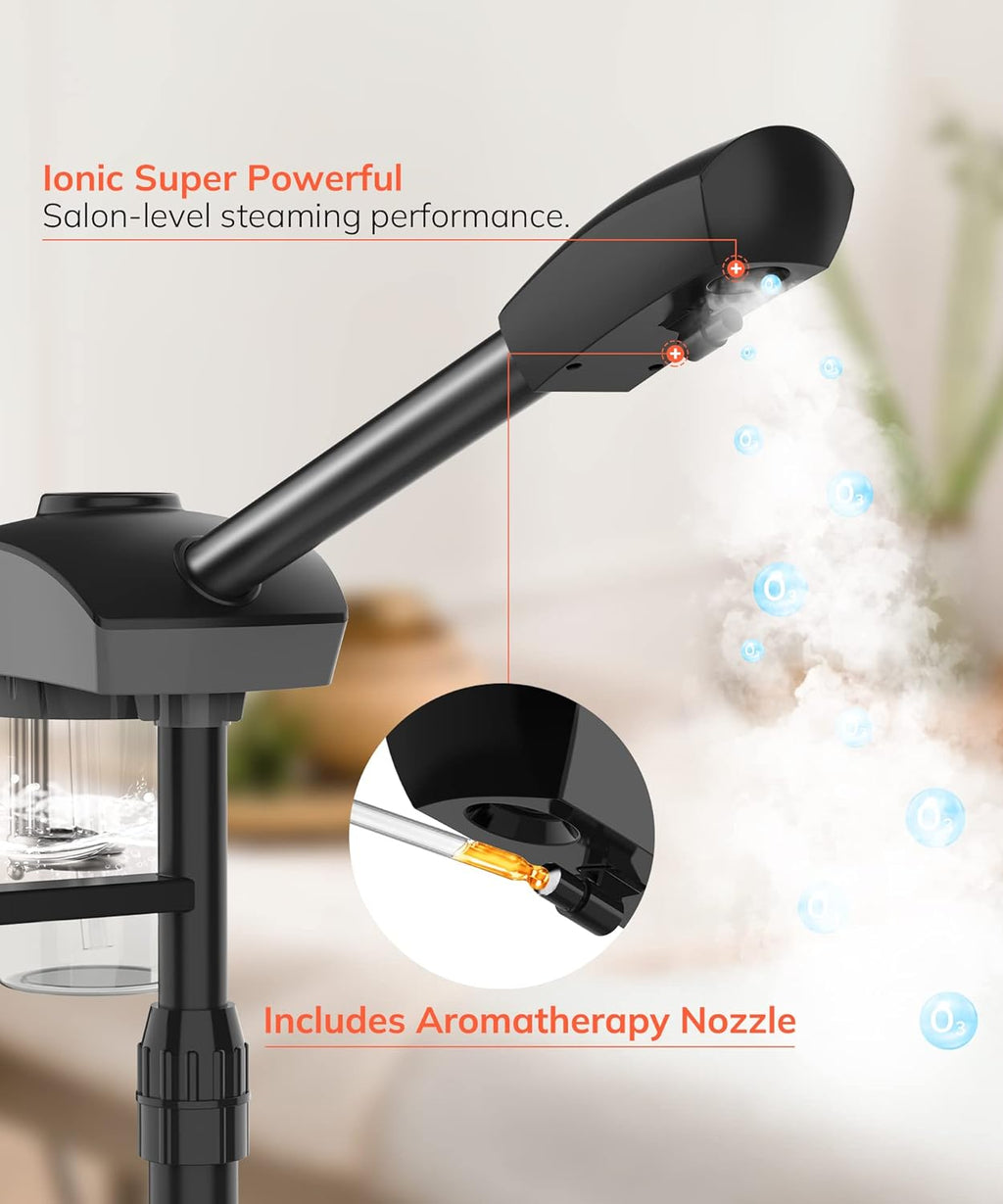 Professional Ionic Facial Steamer, 2-in-1 Face Steamer for Facial with 5X Magnifying Foldable Arm, Mist Face Steamer