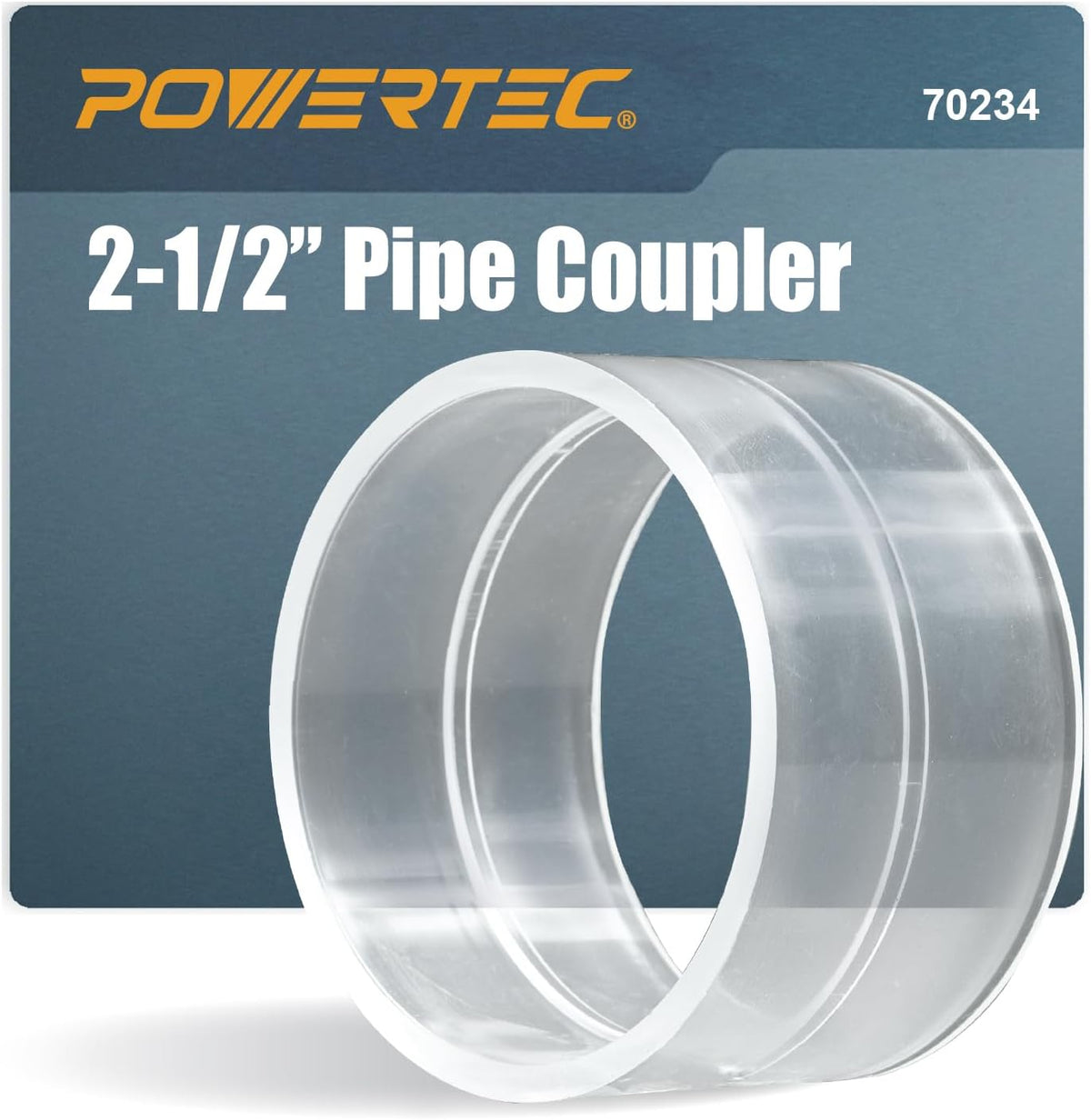 POWERTEC 70234 2-1/2" Pipe Coupling, Clear