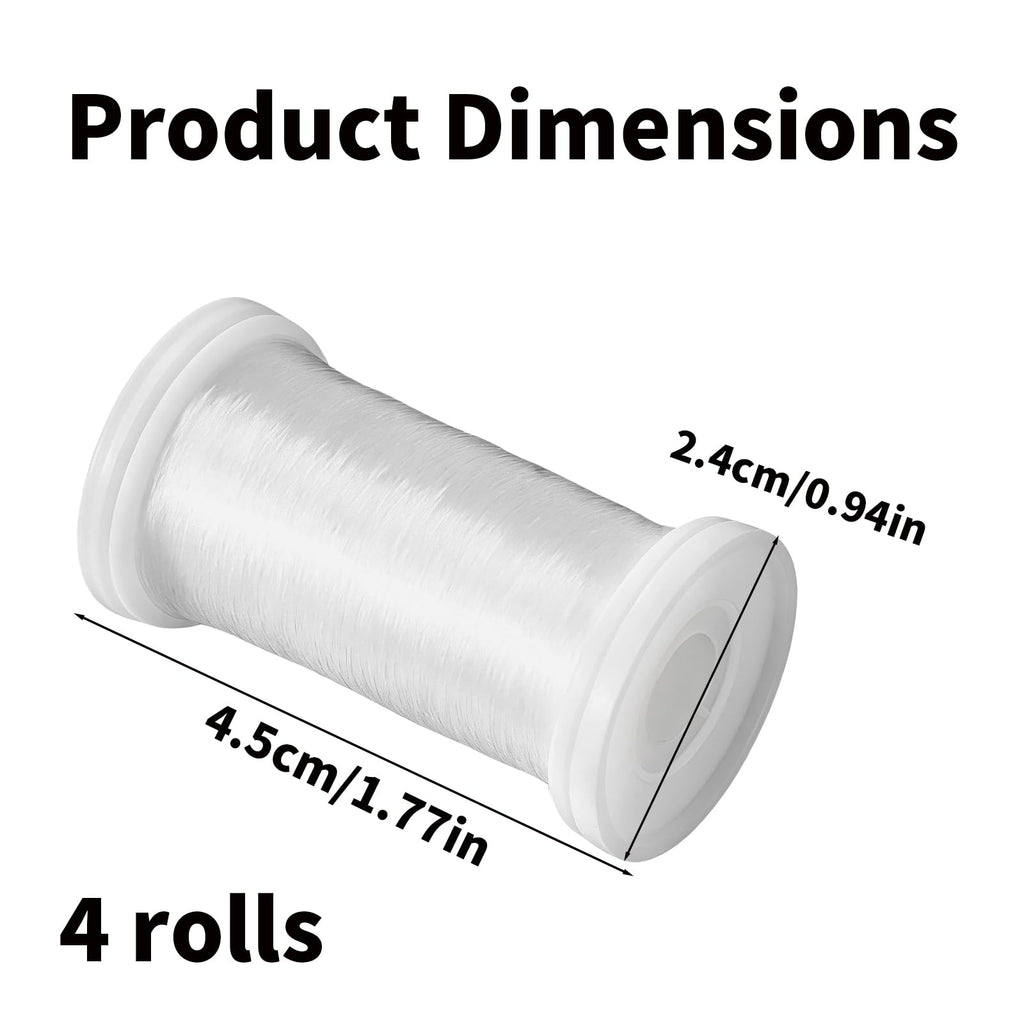 4 Rolls 200m 0.15mm Clear Invisible Nylon Sewing Threads