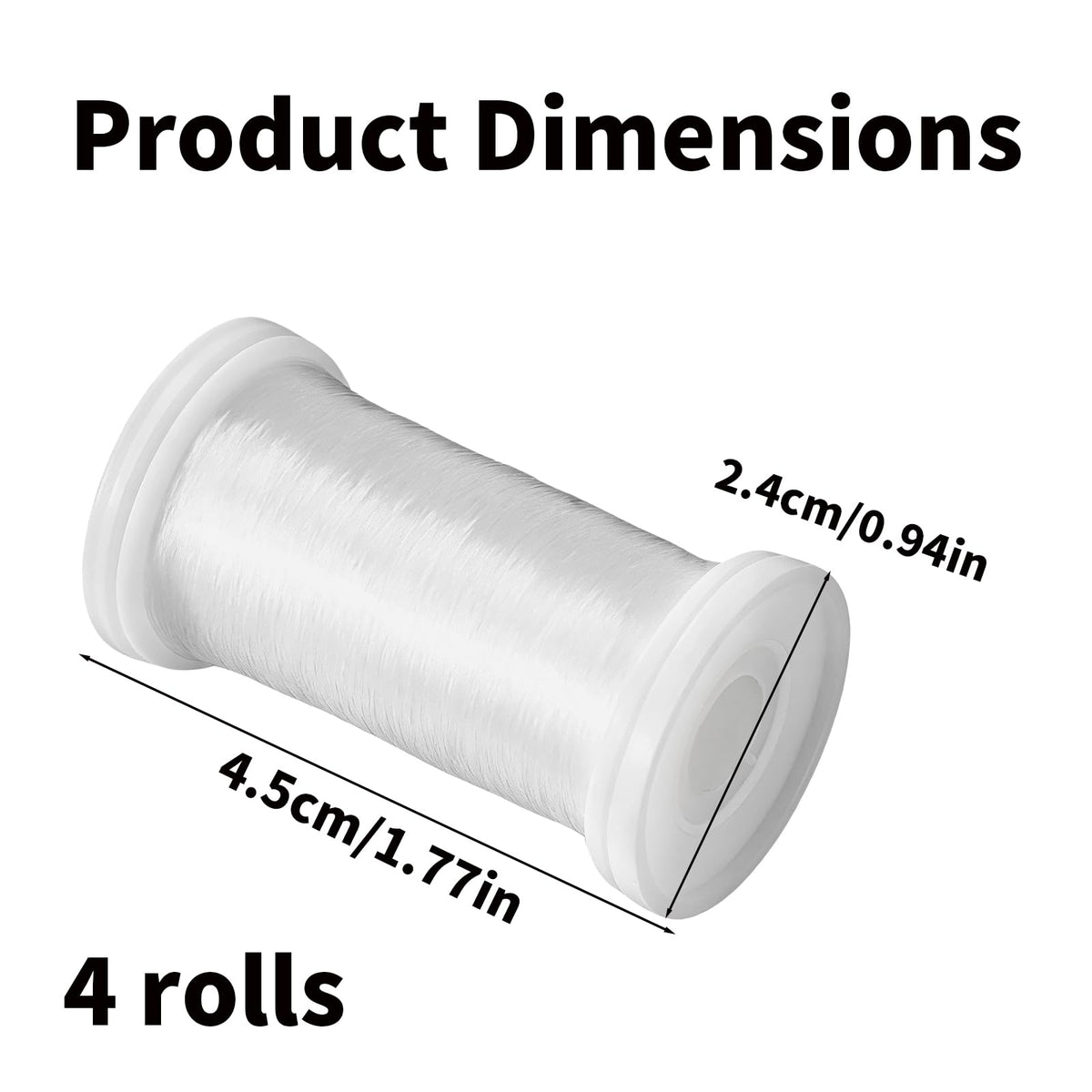 4 Rolls 200m 0.15mm Clear Invisible Nylon Sewing Threads