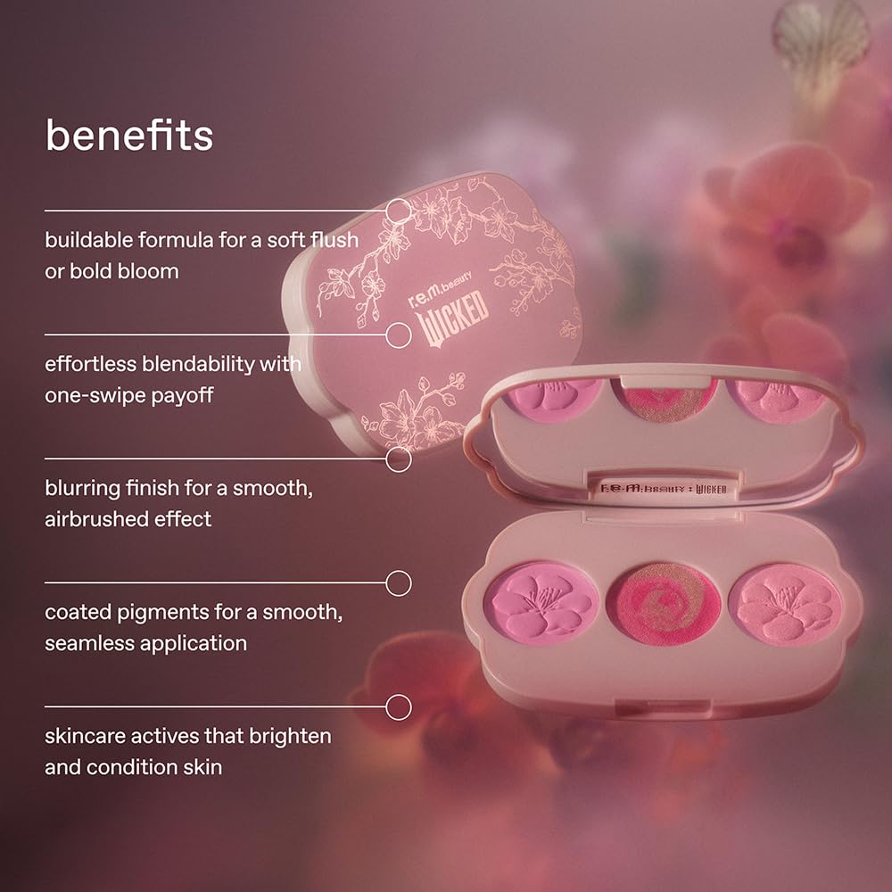 Wicked: For Good | Cherry Blossom Blush Palette | Blendable, Creamy Formula Blurs and Perfects Skin | Blendable