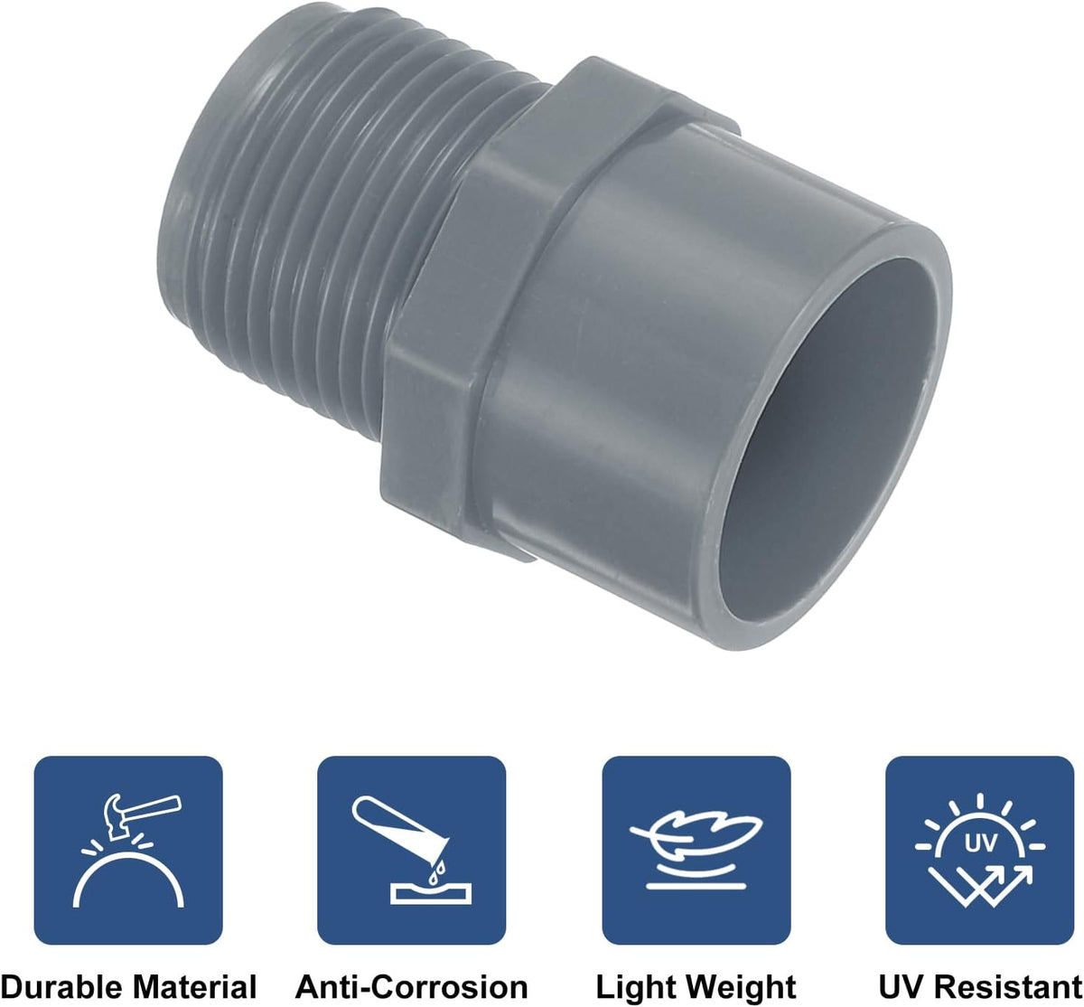 uxcell Pipe Connectors 10Pcs 3/4" 2-Way PVC with Sealant Tape