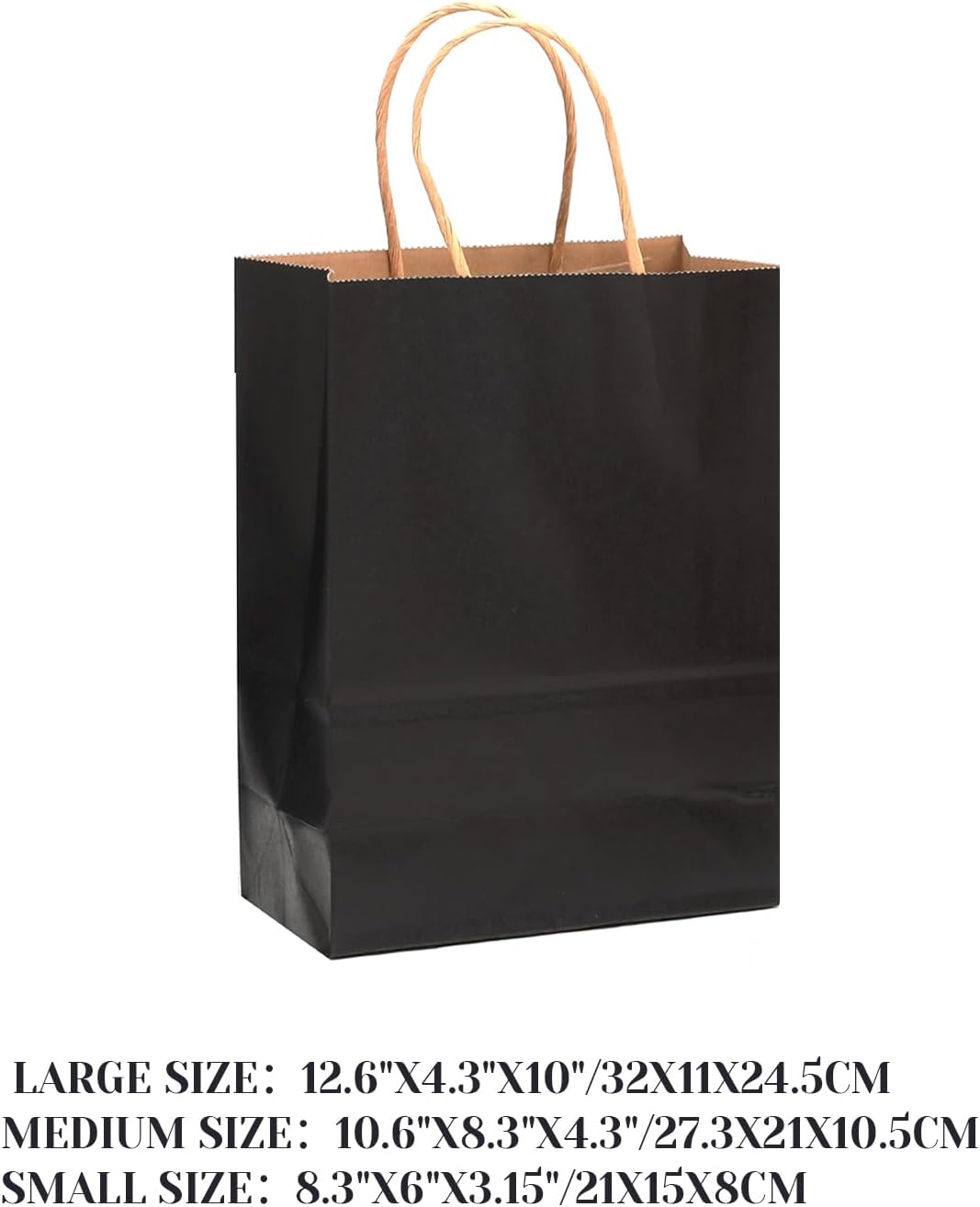 100-Packs Black Paper Gift Bags with Handles Bulk Assorted Sizes(33pcs Large 13", 33pcs Medium 11", 34pcs Small 8")